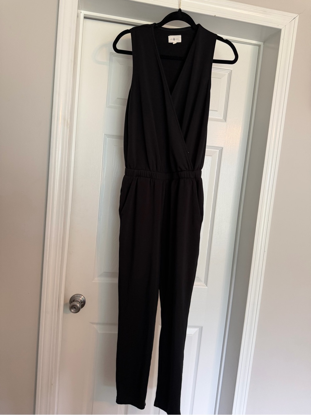 Lou & Grey Black Sleeveless Wrap-Front Jumpsuit